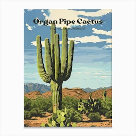 Organ Pipe Cactus National Monument Arizona Travel Illustration Canvas Print