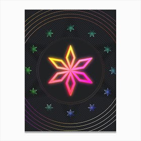 Neon Geometric Glyph in Pink and Yellow Circle Array on Black n.0235 Canvas Print