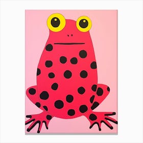 Pink Polka Dot Frog 1 Canvas Print