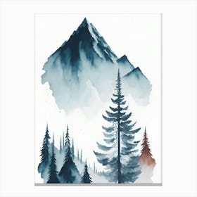 Mountain And Forest In Minimalist Watercolor Vertical Composition 285 Canvas Print