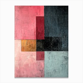 Minimalist Abstract Composition With Geometric Blocks – Modern Art Print In Pink And Black Canvas Print