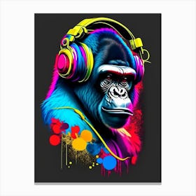 Gorilla Using Dj Set And Headphones Gorillas Tattoo 1 Canvas Print