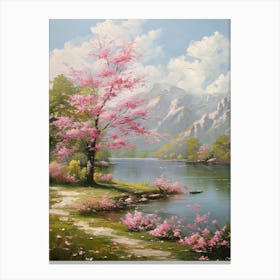 Cherry Blossoms By The Lake 1 Canvas Print