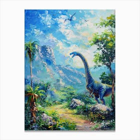 Dinosaur Ancient Ruins Painting 3 Canvas Print