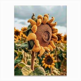 Sunflower Knitted In Crochet 1 Canvas Print