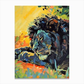 Black Lion Resting In The Sun Fauvist Painting 3 Canvas Print