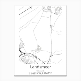 Landsmeer,Netherlands Minimalist Map Canvas Print