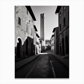 San Gimignano, Italy,  Black And White Analogue Photography  2 Canvas Print