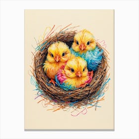 Chicks In Nest Canvas Print