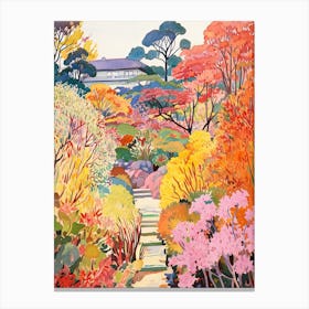 The Garden Of Morning Calm, South Korea In Autumn Fall Illustration 0 Canvas Print