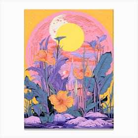 Colourful Botanical Risograph Style 7 Canvas Print