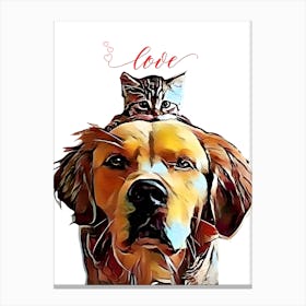 Love Dog And Cat Canvas Print