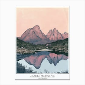 Cradle Mountain Australia Color Line Drawing 6 Poster Canvas Print