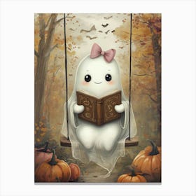 Cozy Ghost Reading Halloween Book Spooky Autumn Ghostly Fall Toile