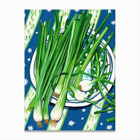 Green Onions Summer Illustration 6 Canvas Print