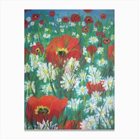 Poppies And Daisies Canvas Print