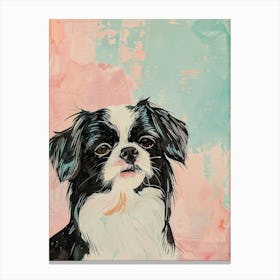 Japanese Chin Dog Pastel Watercolour Illustration Canvas Print