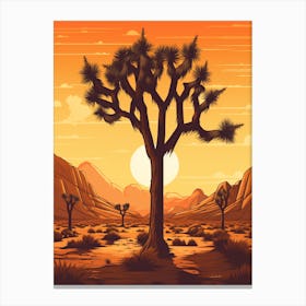  Retro Illustration Of A Joshua Tree At Sunset 3 Canvas Print