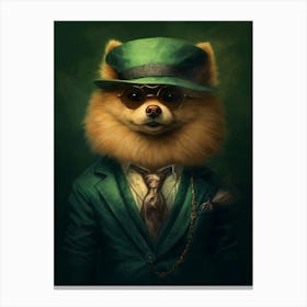 Gangster Dog Pomeranian Canvas Print