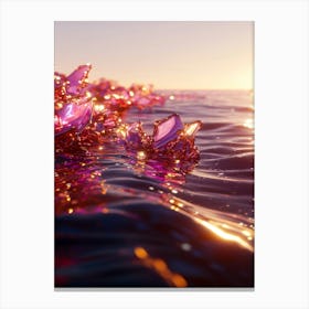 Pink Crystals In The Water Canvas Print