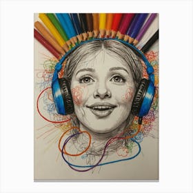 Girl With Headphones 2 Canvas Print