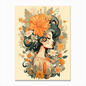 Bloom Body Woman Portrait Orange Tones 3 Canvas Print