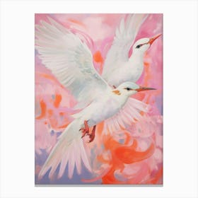 Pink Ethereal Bird Painting Common Tern 1 Canvas Print