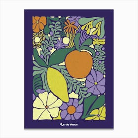 La vie douce, flowers and fruits colorful mix purple Canvas Print