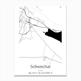 Schwechat,Austria Minimalist Map Canvas Print