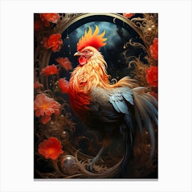 Rooster In The Moonlight Canvas Print