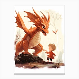 Peaceful Dragon And Kids 7 Canvas Print