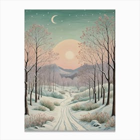 Snowy Sunset Road Canvas Print