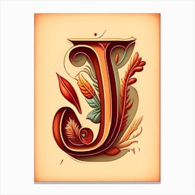J  Jambalaya, Letter, Alphabet Retro Drawing 1 Canvas Print