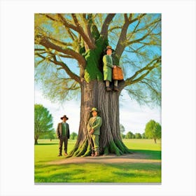 Three Men On A Tree Canvas Print