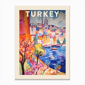 Istanbul Turkey 1 Fauvist Painting  Travel Poster Canvas Print