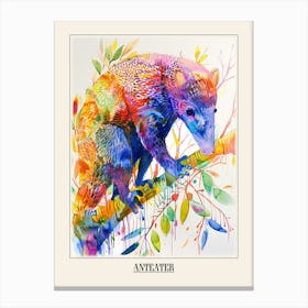 Anteater Colourful Watercolour 4 Poster Canvas Print