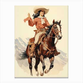 Cowgirl On Horse Vintage Poster 3 Canvas Print
