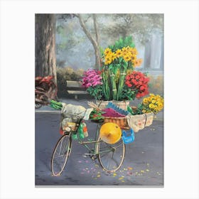 Flowers On A Bicycle Canvas Print