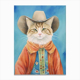 Cowboy Cat Quirky Western Print Pet Decor 4 Canvas Print