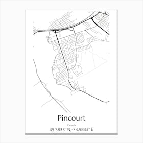 Pincourt,Canada Minimalist Map Canvas Print