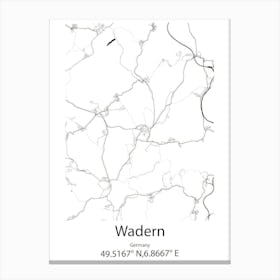 Wadern,Germany Minimalist Map Canvas Print