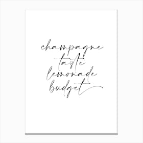 Champagne Taste Lemonade Elegant Script Art Print Canvas Print