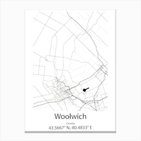 Woolwich,Canada Minimalist Map Canvas Print