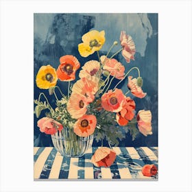 Poppy Flowers On A Table   Contemporary Illustration 1 Canvas Print