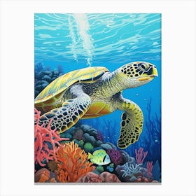 Sea Turtle Exploring The Ocean 3 Canvas Print
