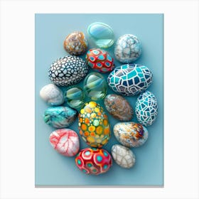 Collection Of Colorful Glass Eggs Canvas Print