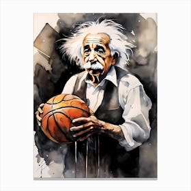 Albert Einstein Playing Basketball Abstract Painting (15) Canvas Print