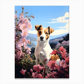 A Jack Russell Terrier's Floral Haven Canvas Print