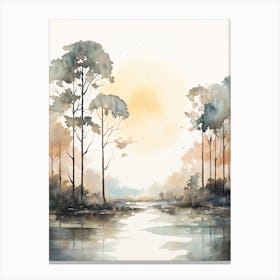 Watercolour Painting Of Congaree National Park   South Carolina Usa 3 Canvas Print
