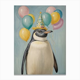 Penguin With Balloons Canvas Print